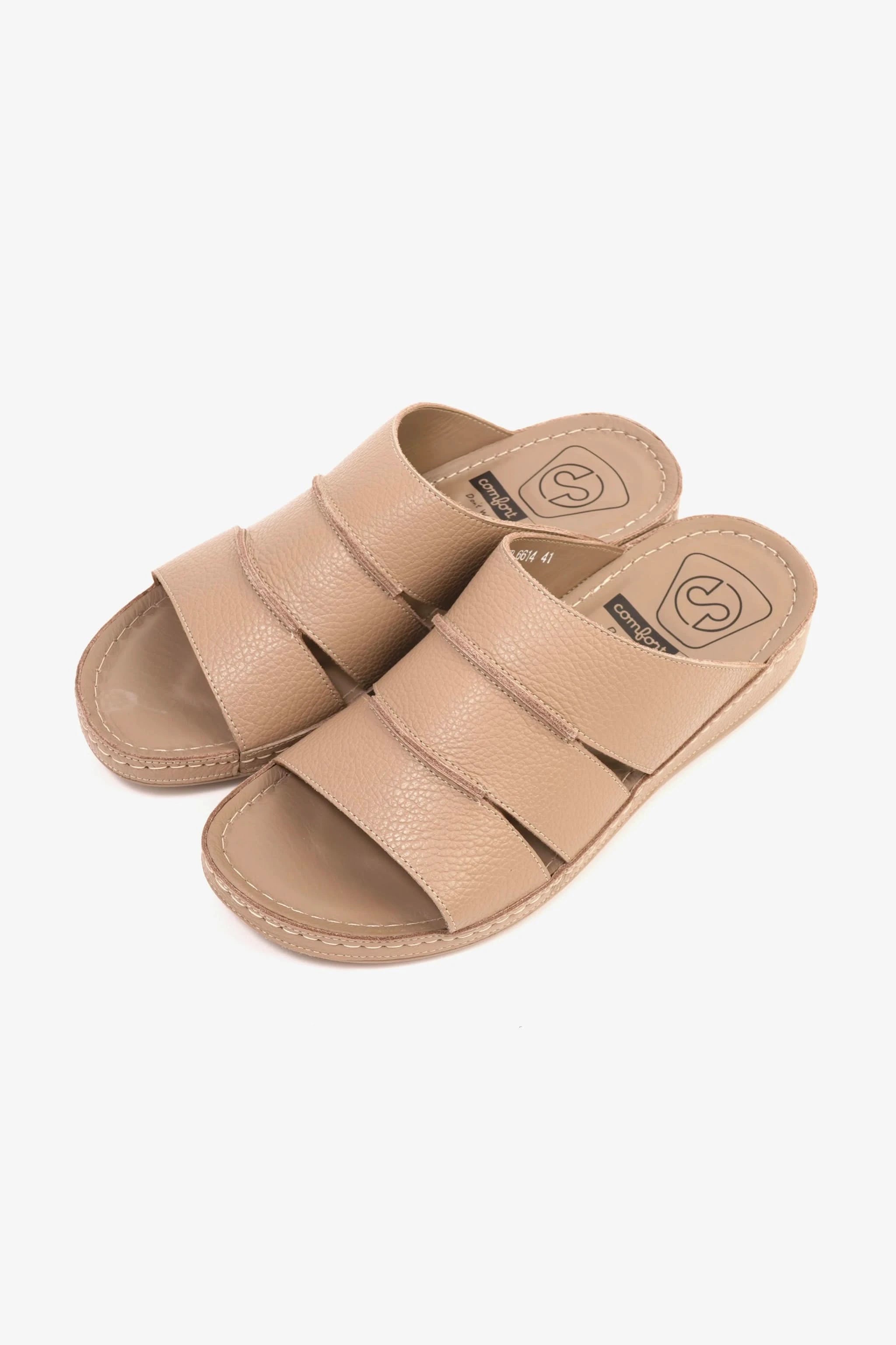 COMFORT PLUS MEN'S LEATHER SLIDE SANDAL SAND - Seventy7