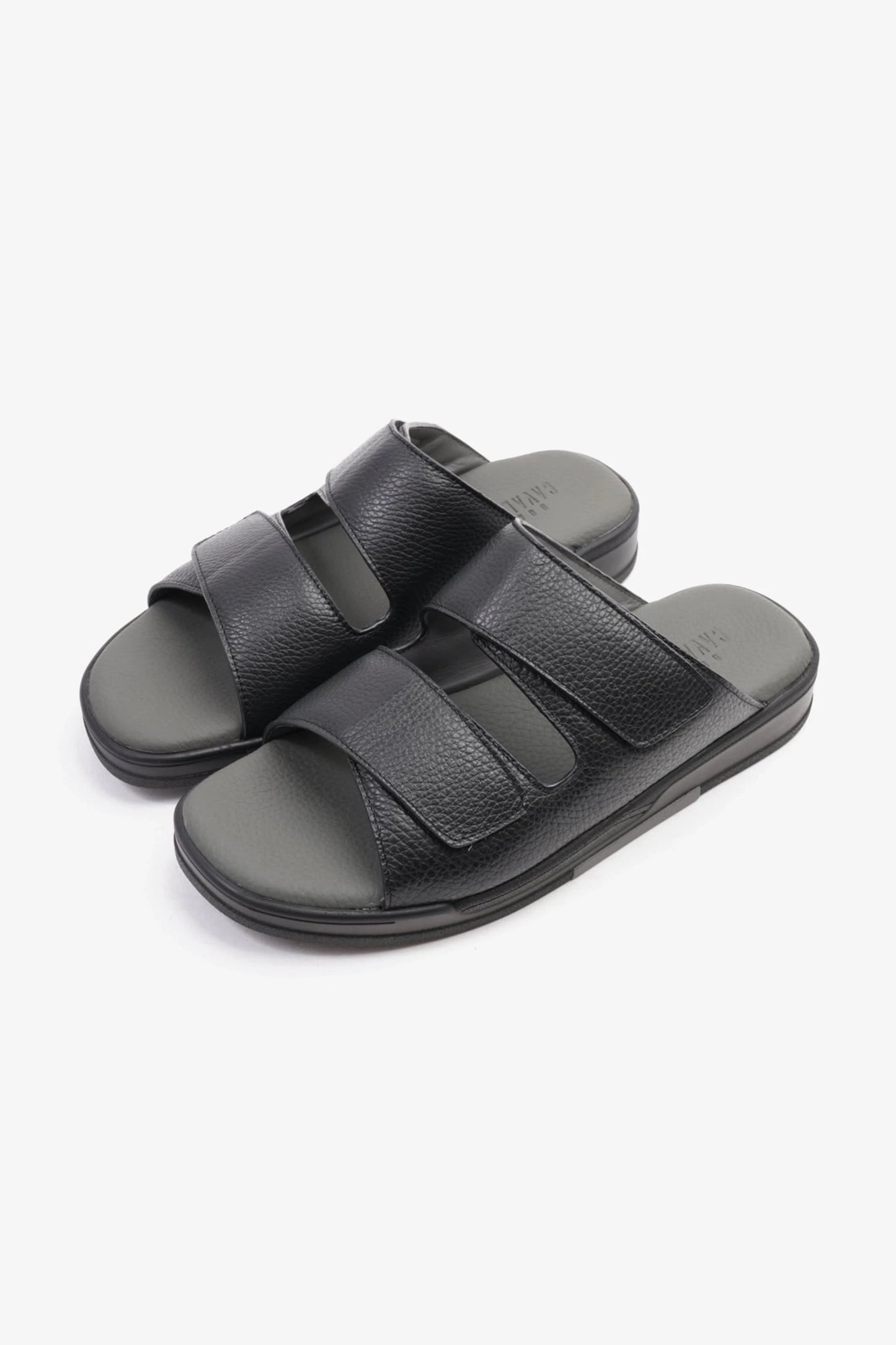 UOMO CAVALIER MEN'S LEATHER SANDALS, COMFORTABLE FOOTBED, SUMMER WEAR, VERSATILE BLACK - Seventy7