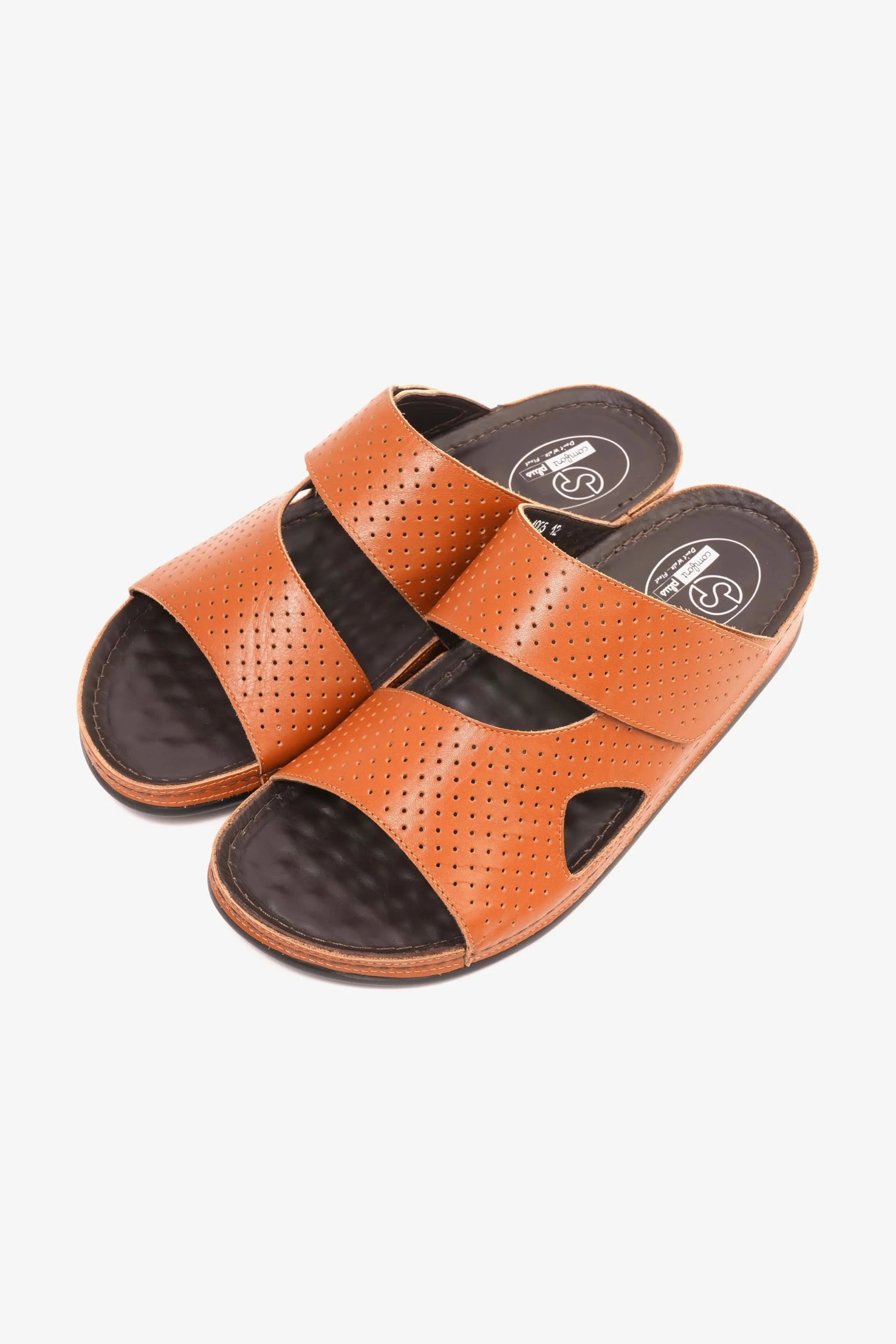 Comfort Plus Men's Al Waha Textured Slip-On Arabic Sandals Tan - Seventy7