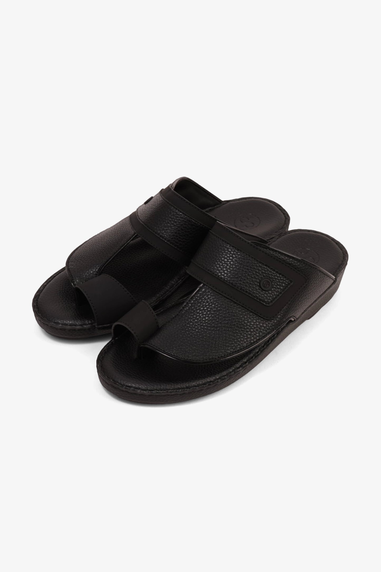 COMFORT PLUS LEATHER SANDALS WITH COMFORTABLE FOOTBED BLACK - Seventy7