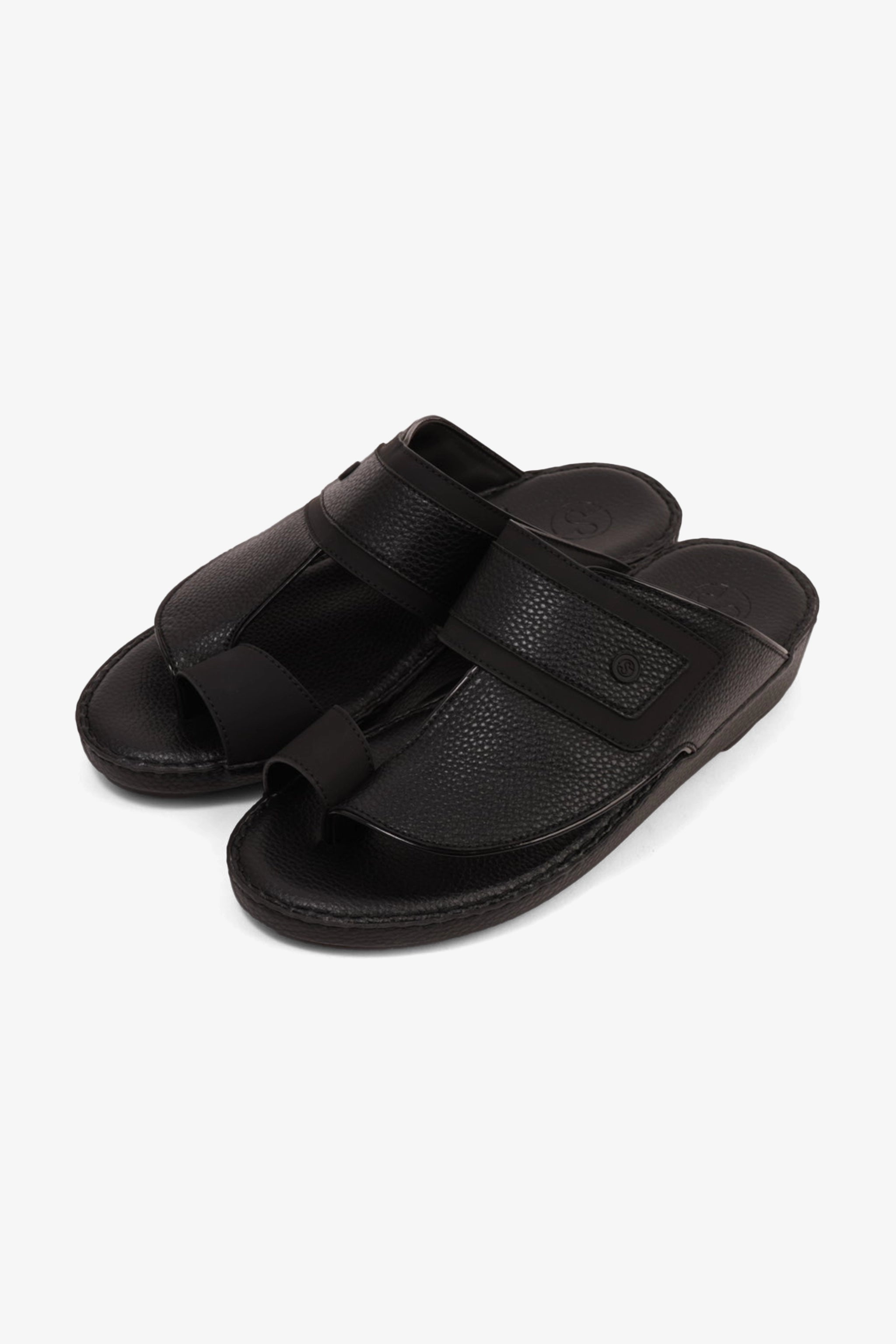 COMFORT PLUS LEATHER SANDALS WITH COMFORTABLE FOOTBED BLACK - Seventy7