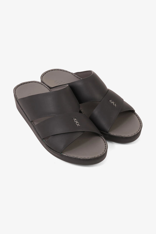UOMO CAVALIER MEN'S ELITE LEATHER ARABIC SANDALS BLACK - Seventy7