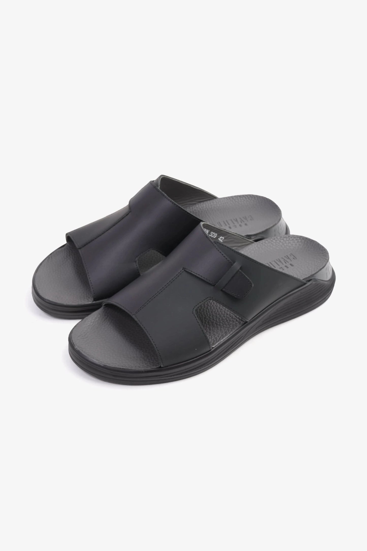 UOMO CAVALIER CLASSIC TRADITIONAL ARAB SANDALS BUCKLE STRAPS BLACK - Seventy7
