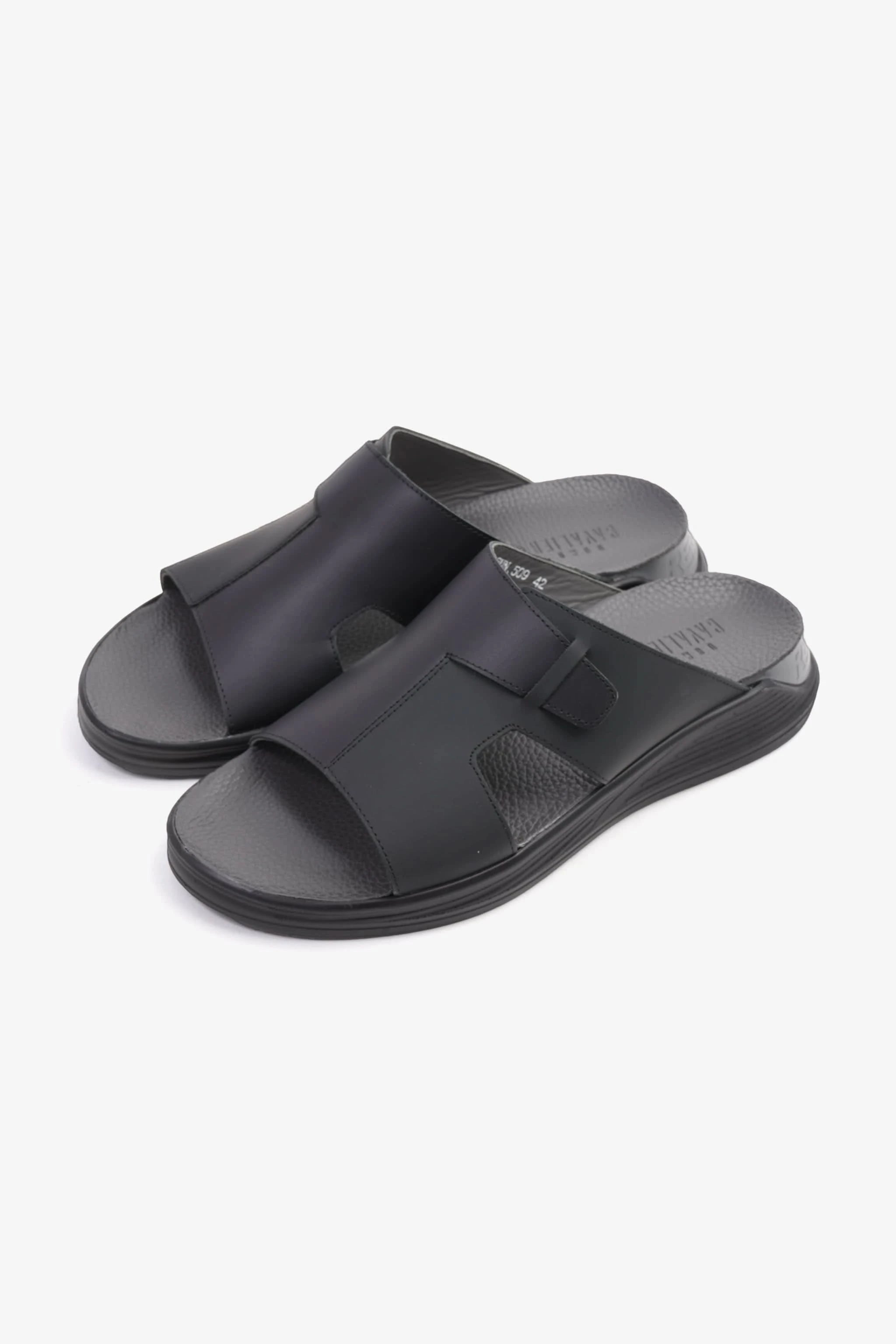 UOMO CAVALIER CLASSIC TRADITIONAL ARAB SANDALS BUCKLE STRAPS BLACK - Seventy7