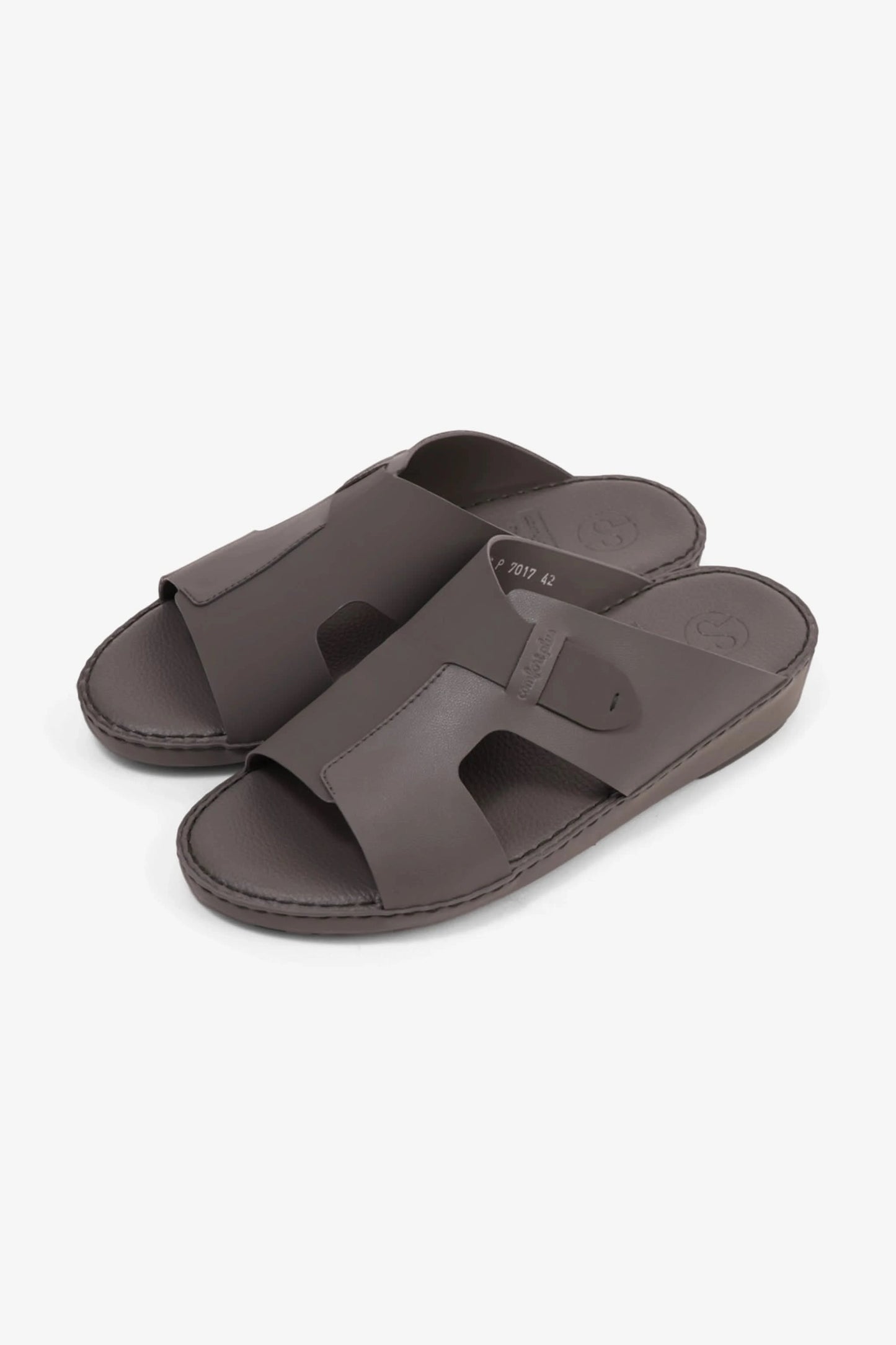 COMFORT PLUS ULTRA COMFORTABLE LEATHER SLIP-ON SANDALS DARK-GREY - Seventy7