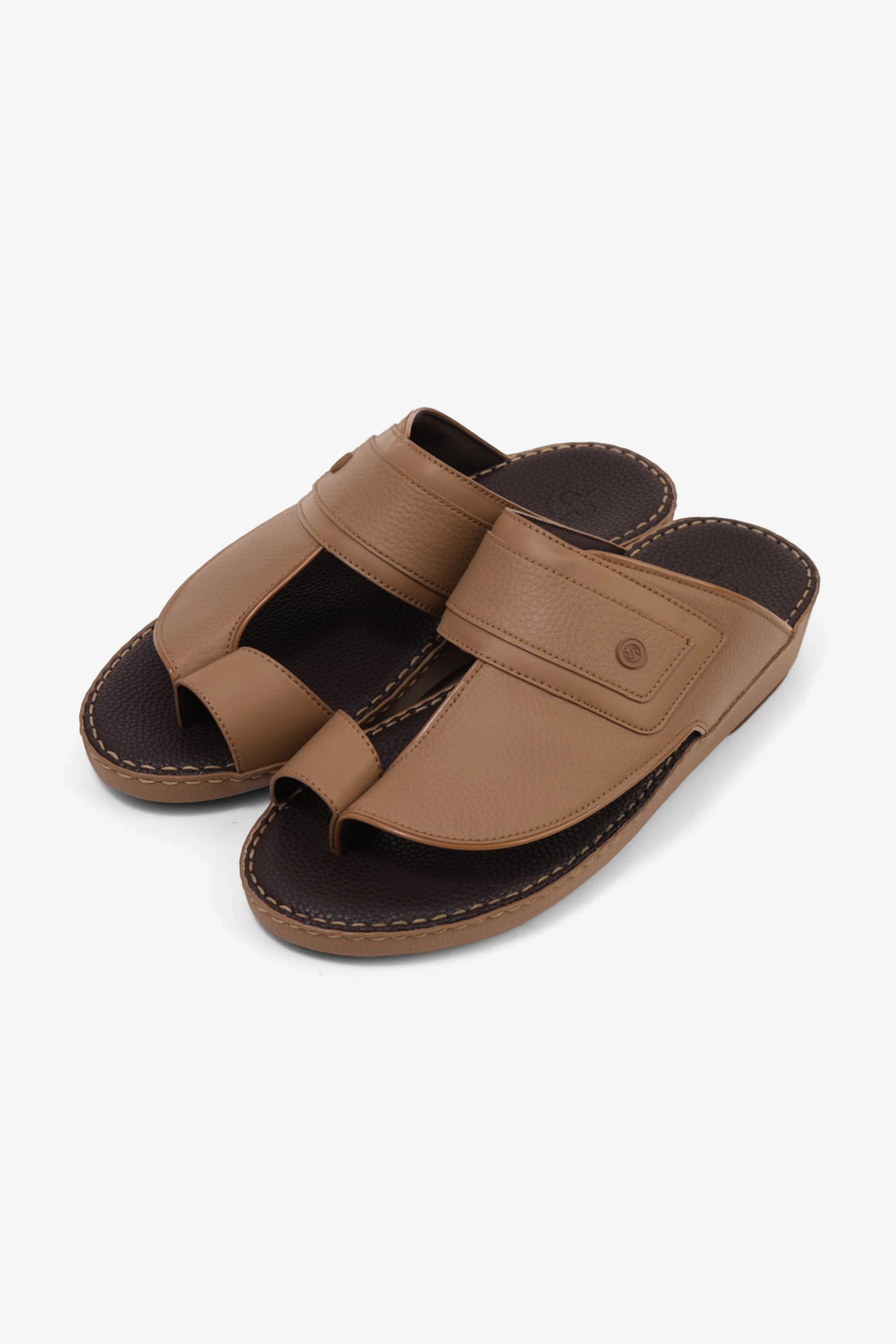COMFORT PLUS LEATHER SANDALS WITH COMFORTABLE FOOTBED OLIVE BROWN - Seventy7
