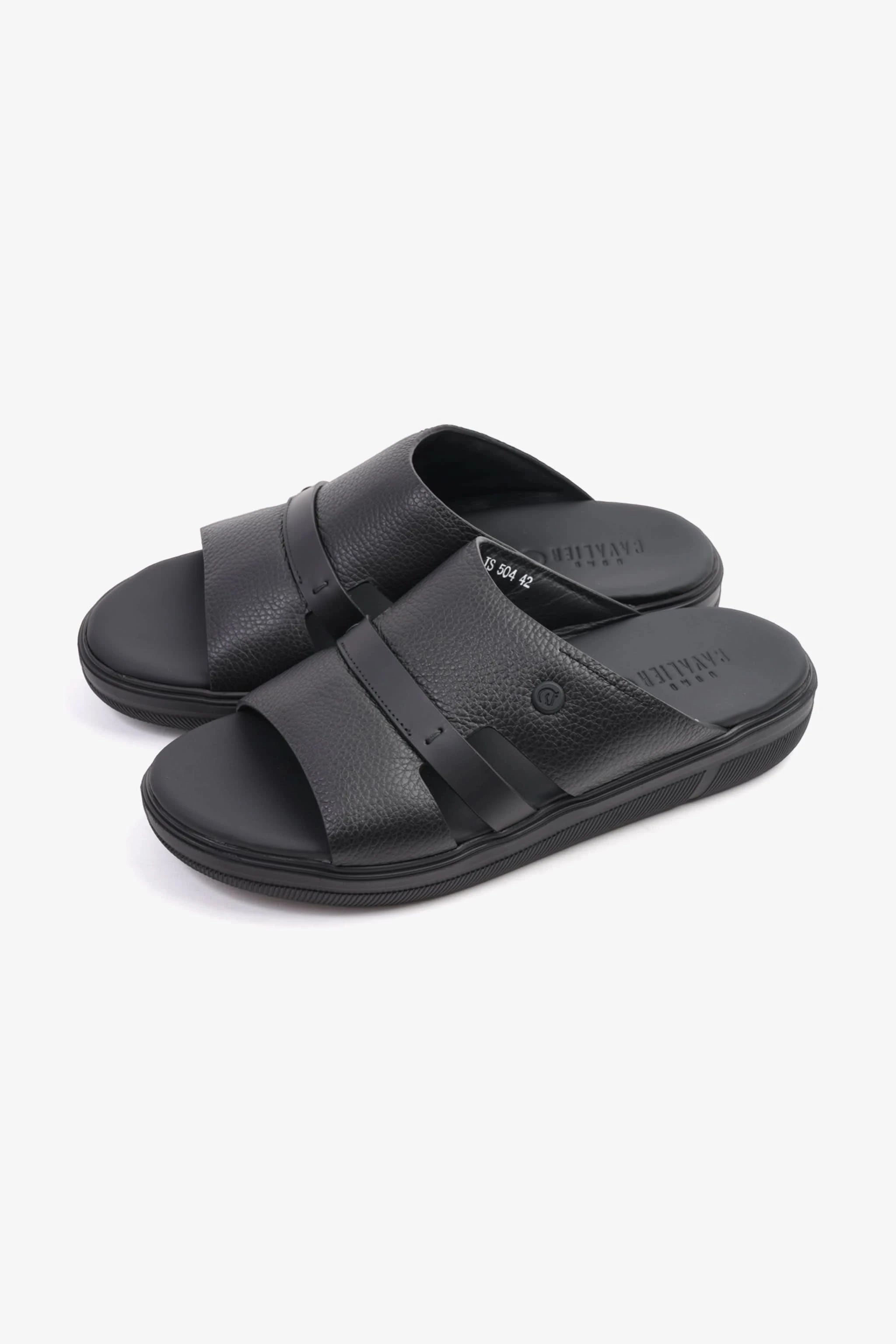 UOMO CAVALIER ARABIC SANDALS MEN'S CRAFTED GENUINE LEATHER BLACK - Seventy7