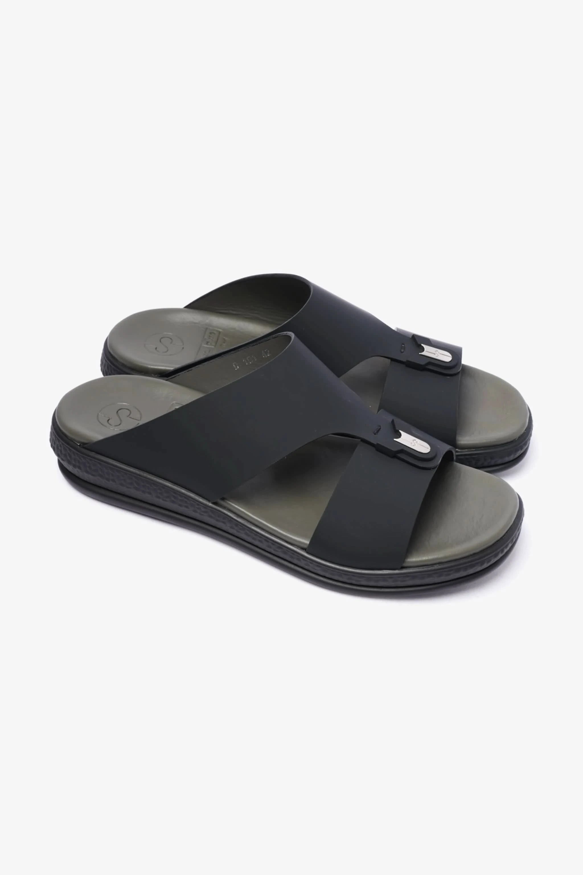 COMFORT PLUS MENS LEATHER SANDALS BLACK - Seventy7