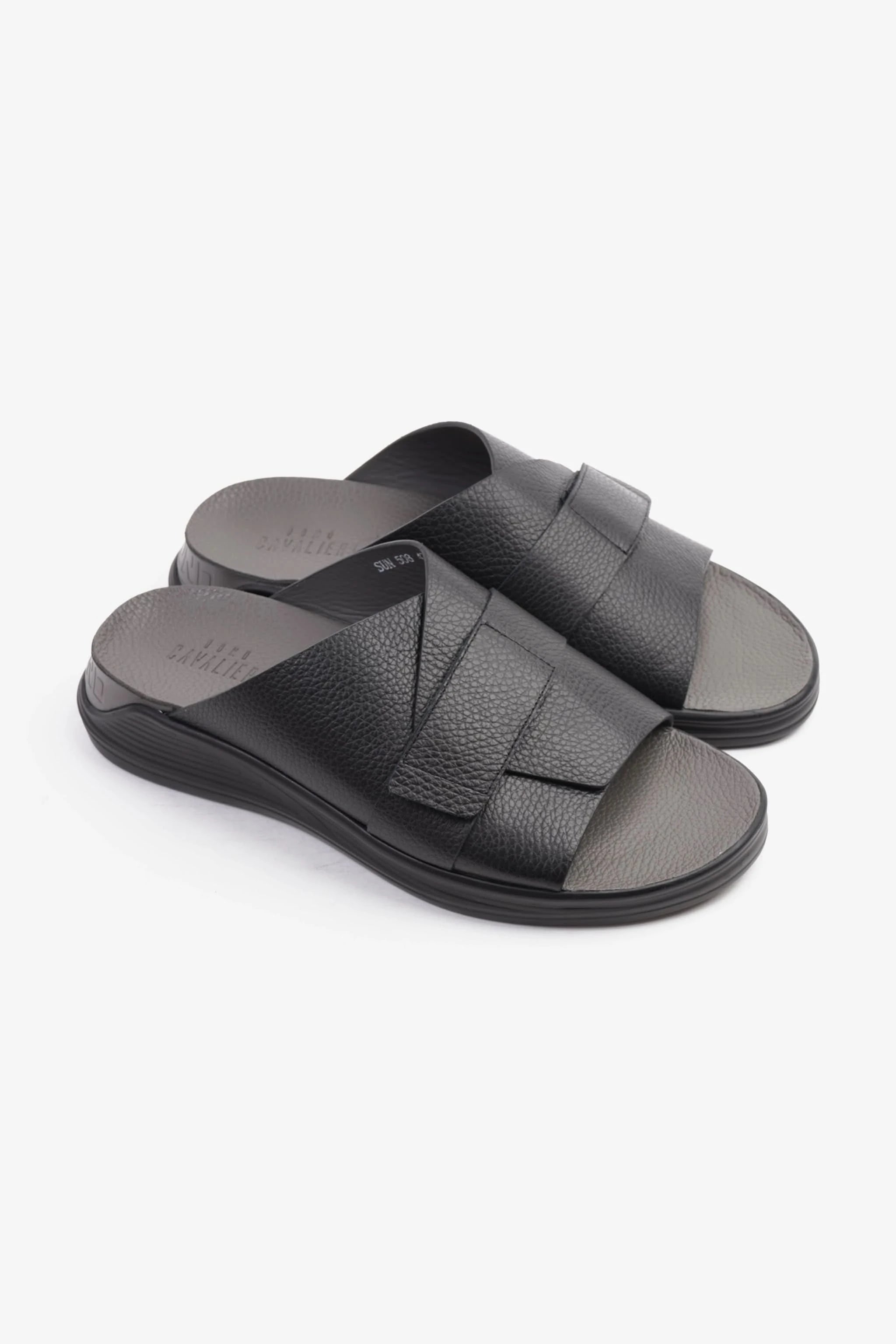 UOMO CAVALIER MEN'S STRAPPY SANDALS BLACK - Seventy7