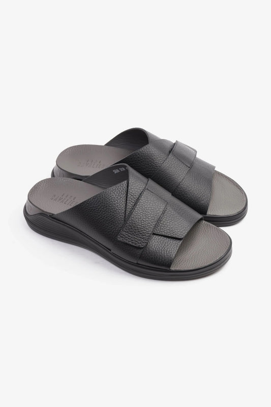 UOMO CAVALIER MEN'S STRAPPY SANDALS BLACK - Seventy7