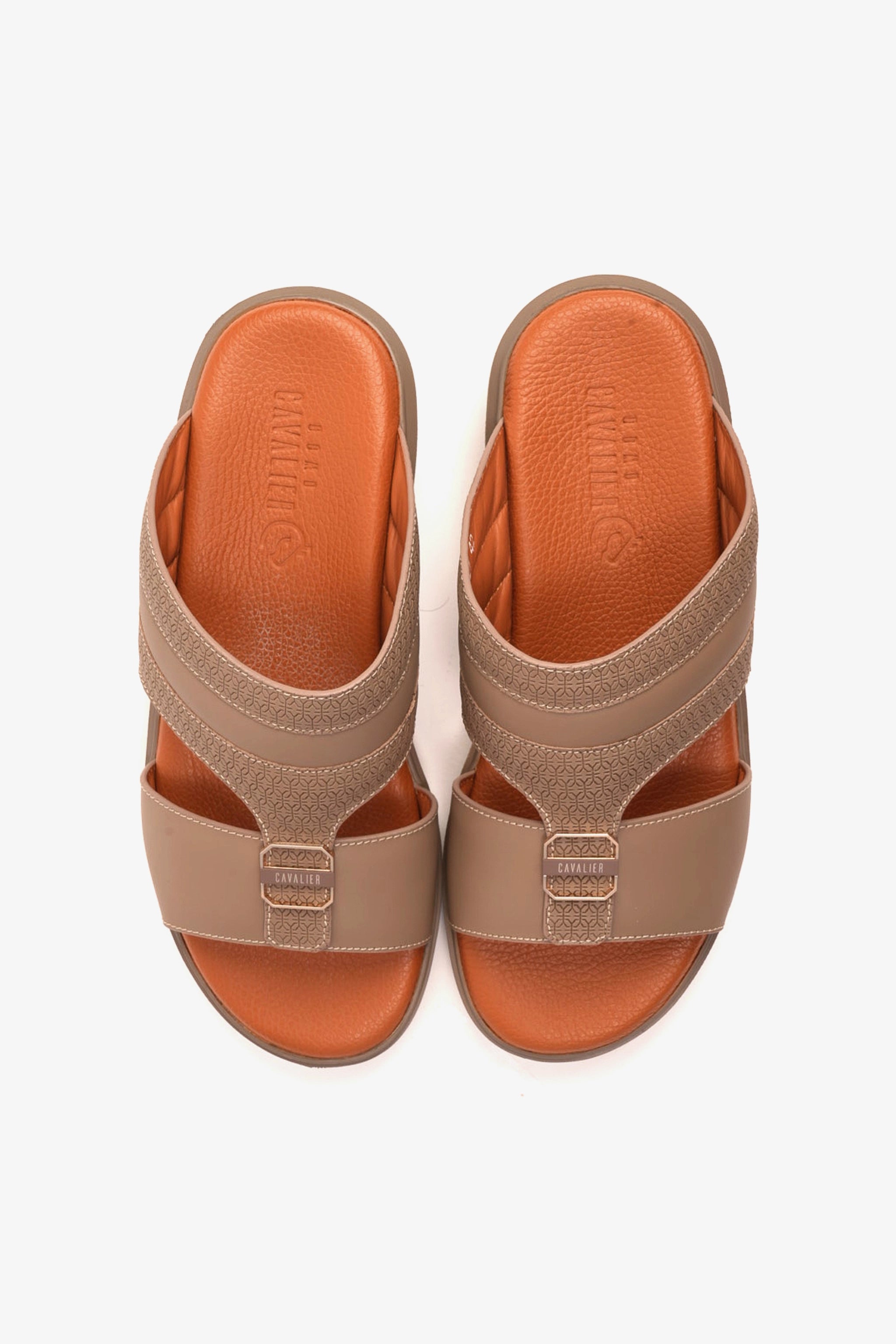 UOMO CAVALIER MEN'S LEATHER TEXTURED SANDALS EARTH - Seventy7