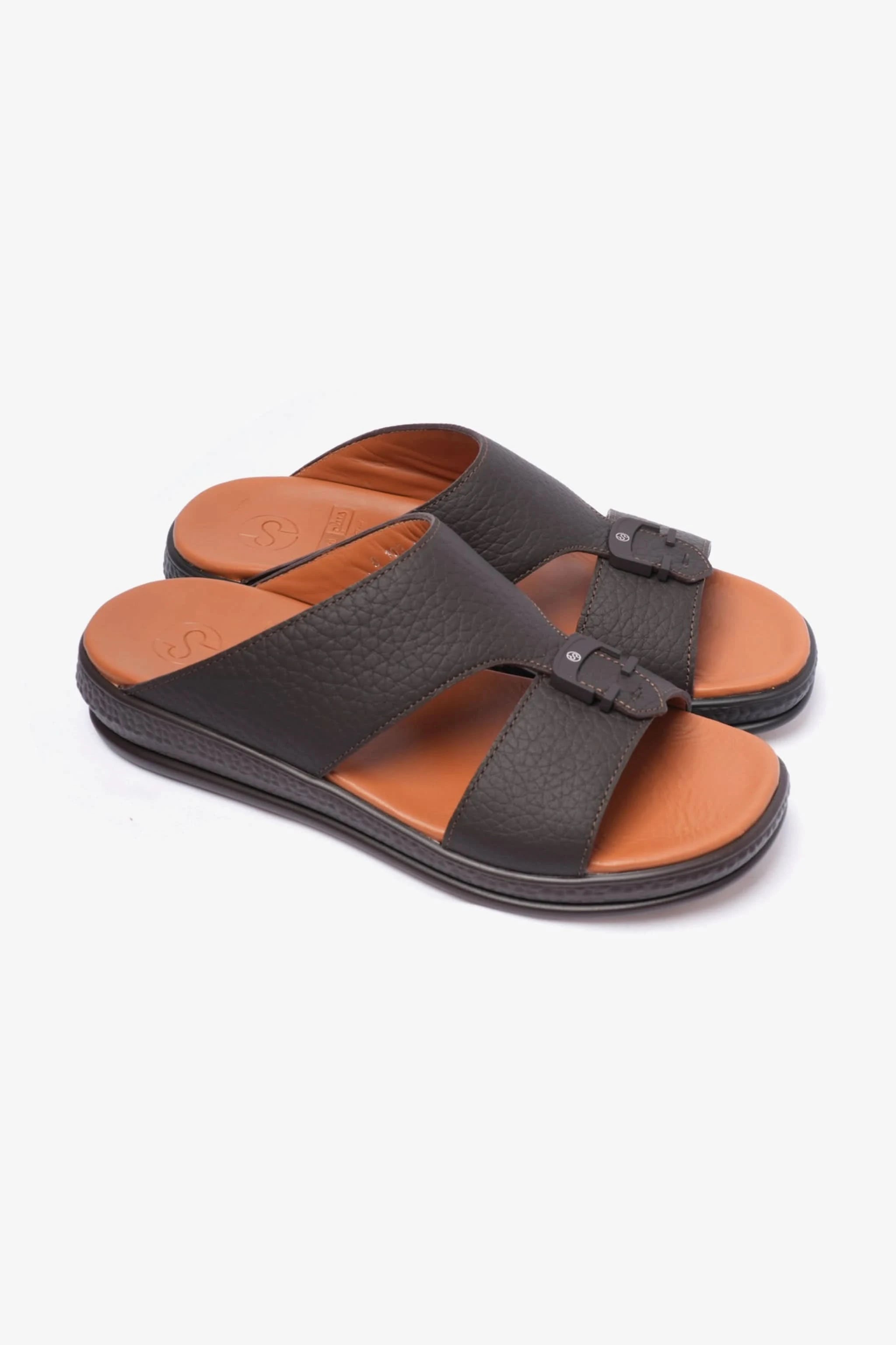 COMFORT PPLUS STYLISH TRIMS MENS LEATHER SANDALS BLACK - Seventy7