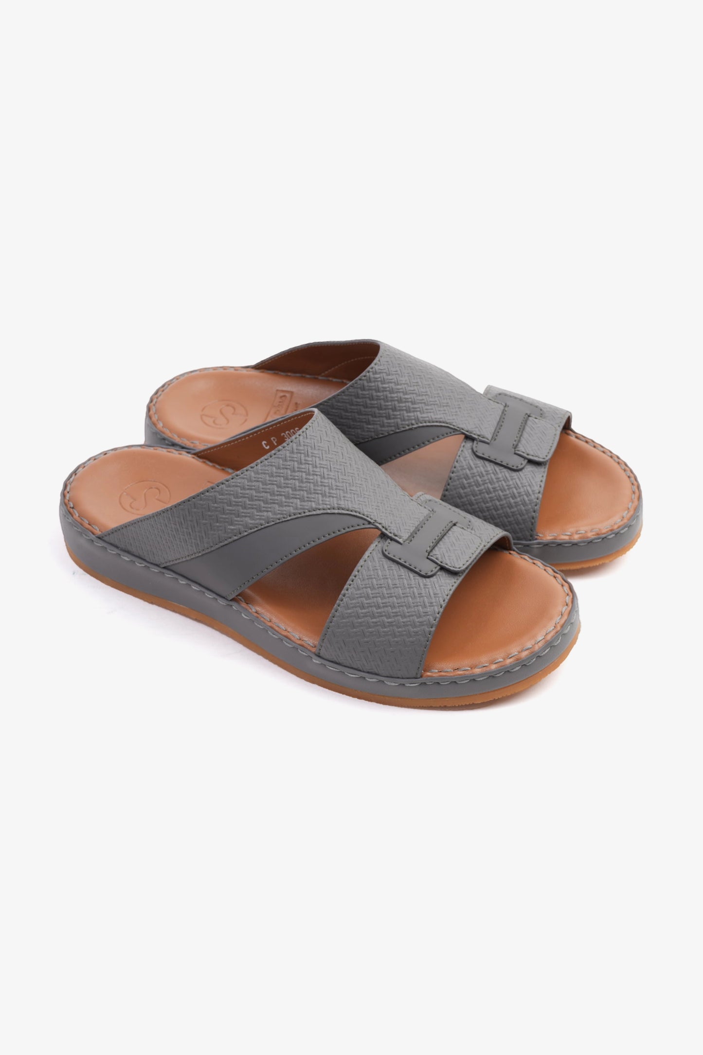 COMFORT PLUS MEN'S GENIUNE LEATHER COMFORTABLE FOOTBED SANDALS DARK-GREY - Seventy7