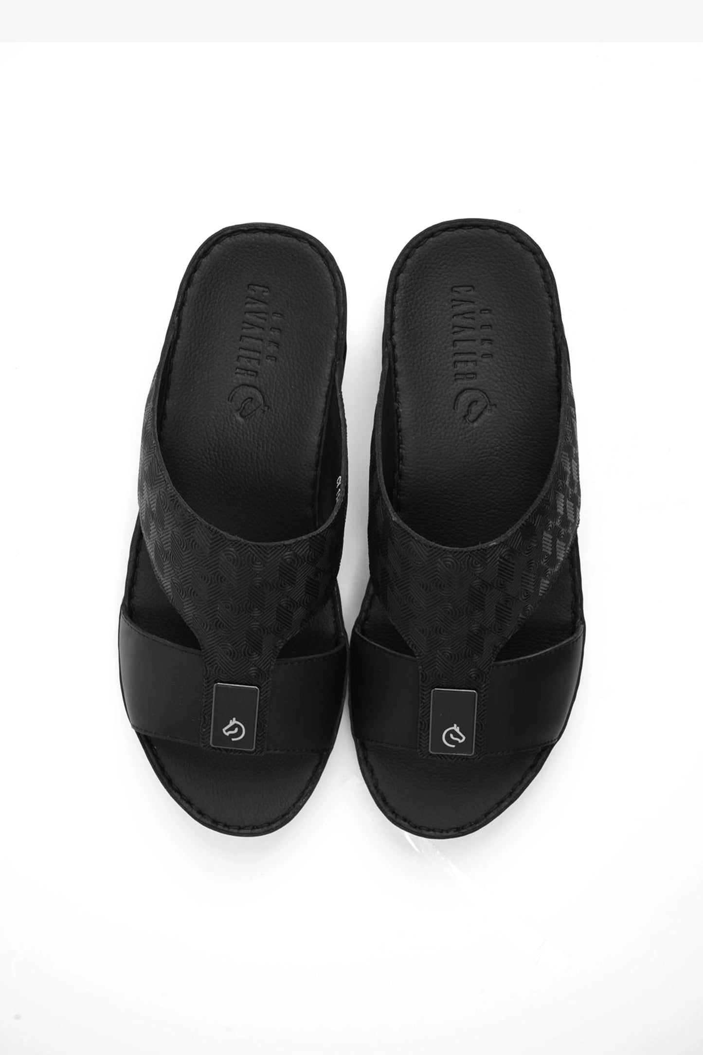 UOMO CAVALIER ULTRA COMFORTABLE MODERN LEATHER SANDALS BLACK - Seventy7