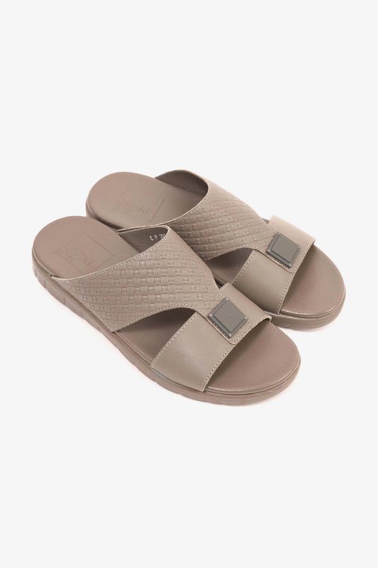 Comfort Plus Men's Embossed Leather Sandals with Antiskid Grip Stone - Seventy7