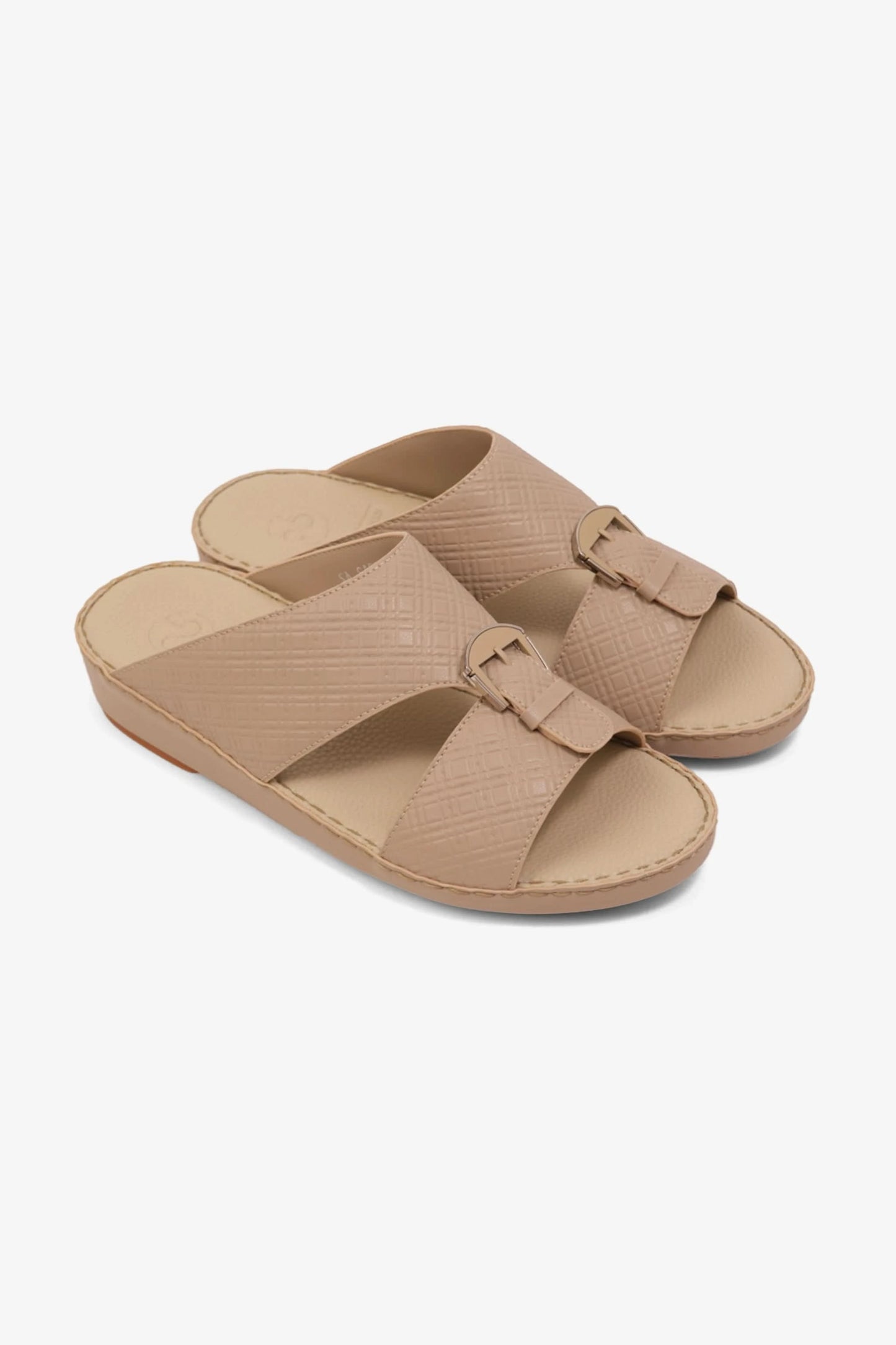 COMFORT PLUS MEN'S CUSHIONED LEATHER SLIP-ON SANDALS MANDORLA - Seventy7