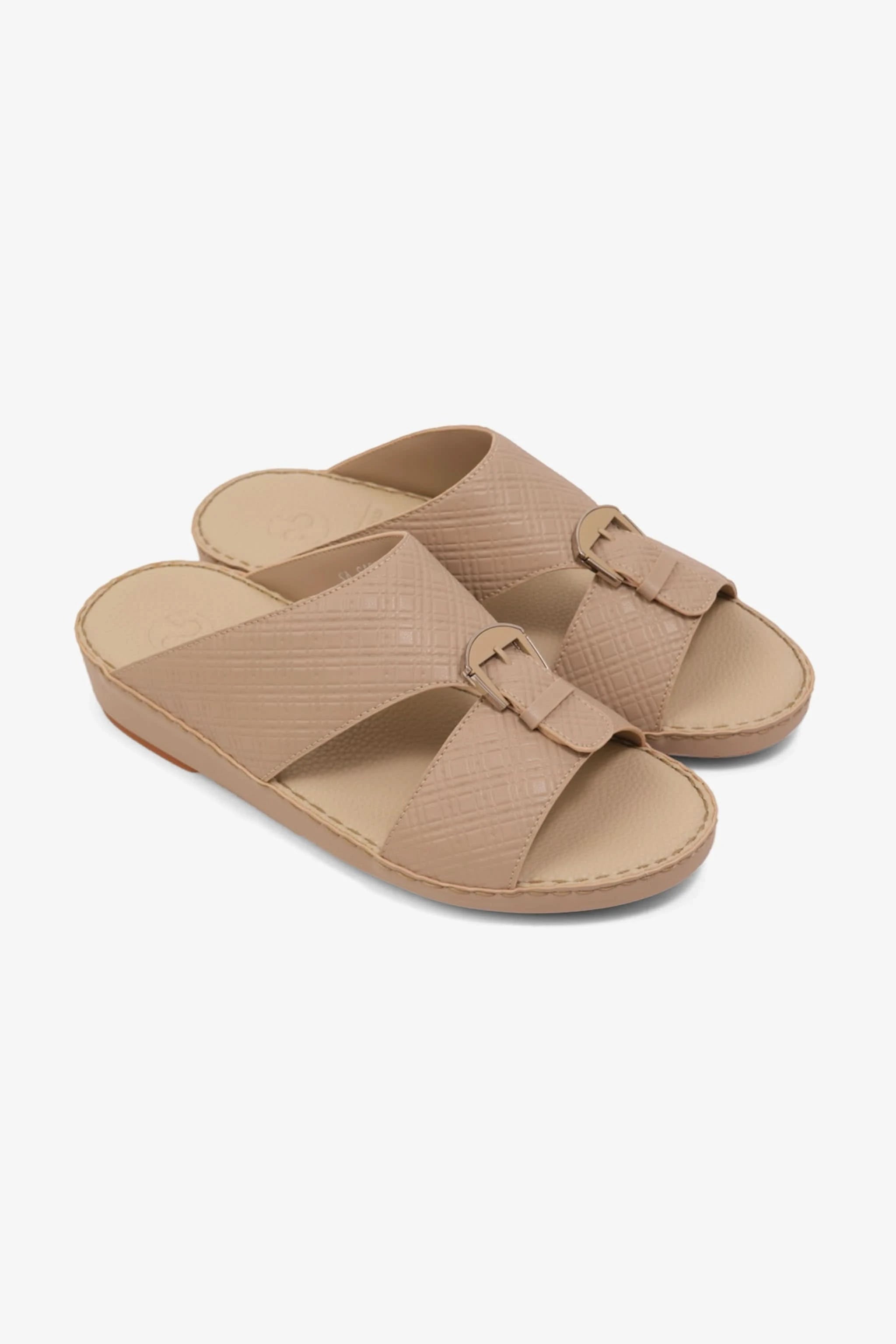 COMFORT PLUS MEN'S CUSHIONED LEATHER SLIP-ON SANDALS MANDORLA - Seventy7