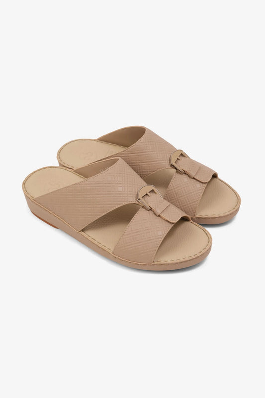 COMFORT PLUS MEN'S CUSHIONED LEATHER SLIP-ON SANDALS MANDORLA - Seventy7