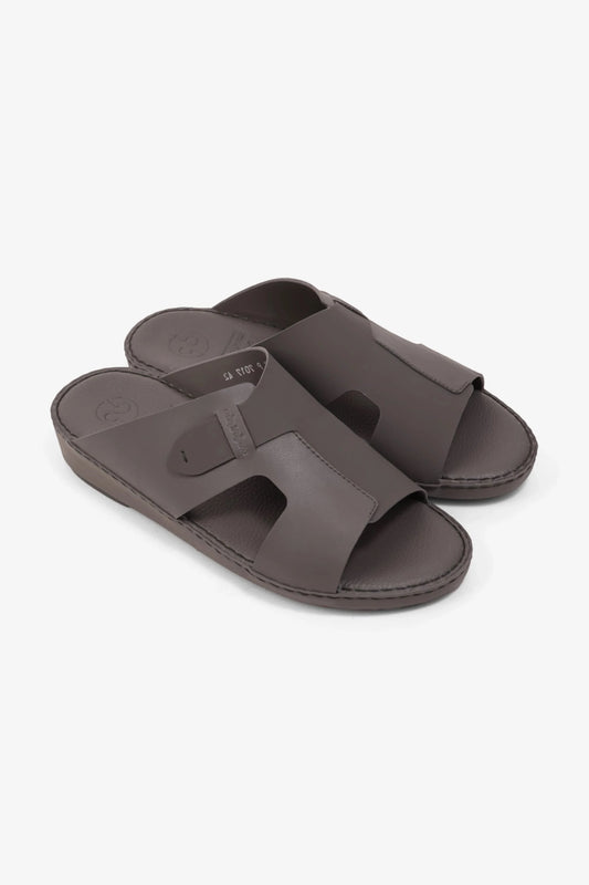 COMFORT PLUS ULTRA COMFORTABLE LEATHER SLIP-ON SANDALS DARK-GREY - Seventy7