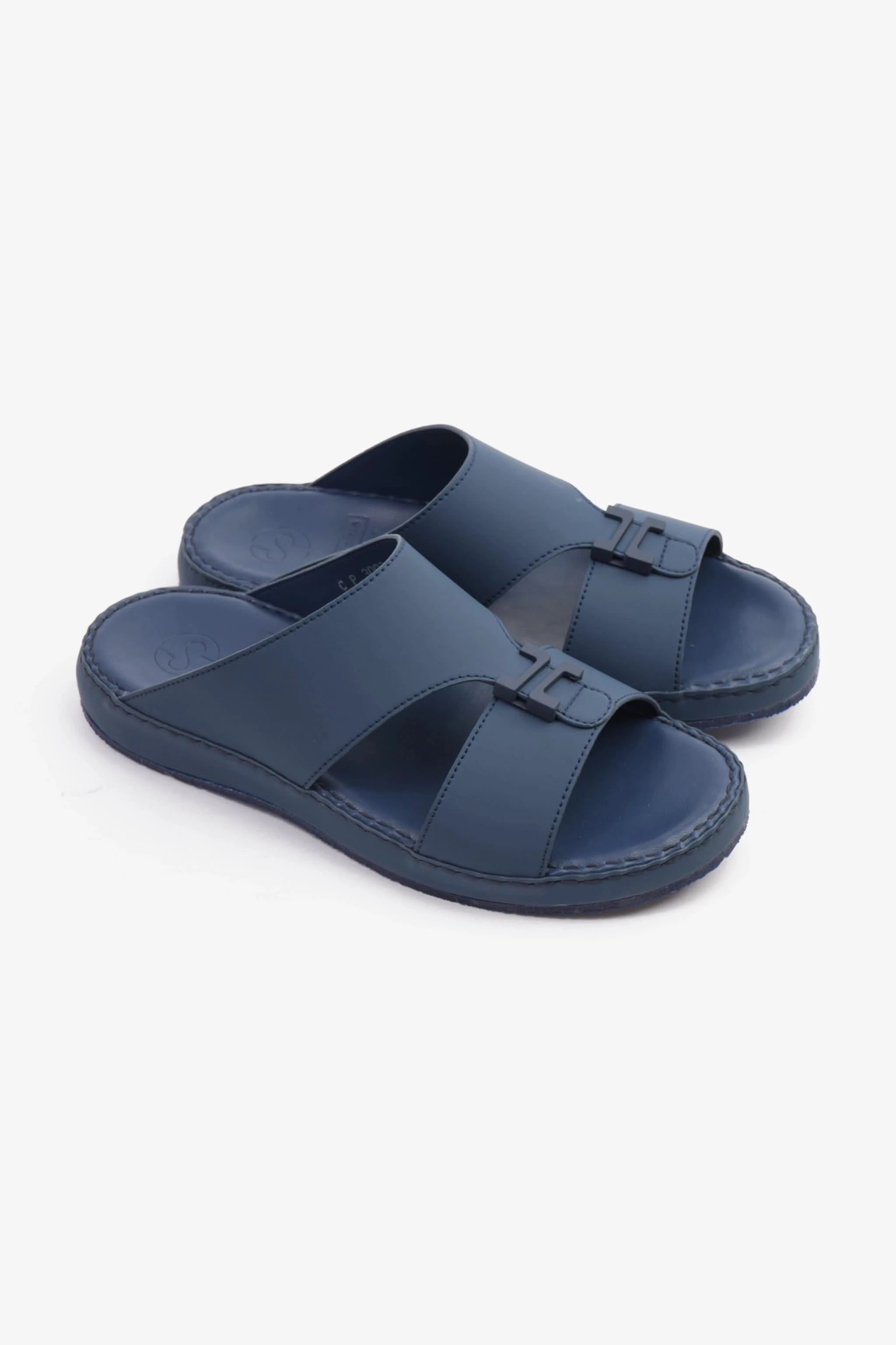 COMFORT PLUS MATTE LEATHER STYLISH TRIM MENS SANDALS NAVY - Seventy7