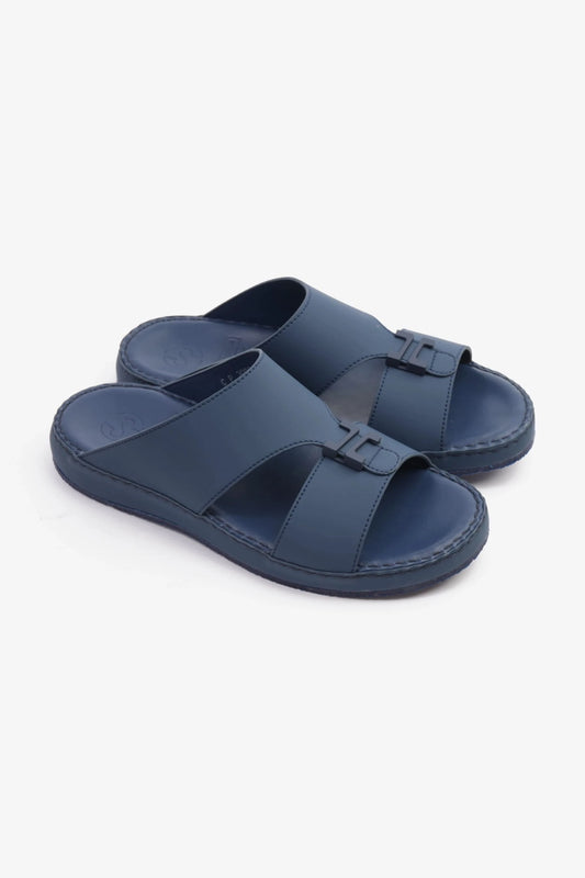 COMFORT PLUS MATTE LEATHER STYLISH TRIM MENS SANDALS NAVY - Seventy7