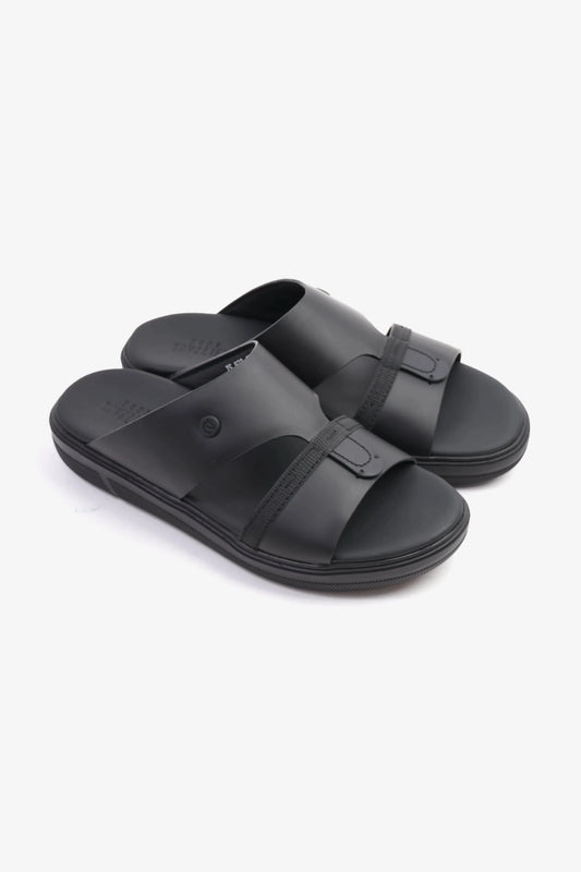 UOMO CAVALIER SLEEK ARABIC LEATHER SANDALS MEN'S BLACK - Seventy7