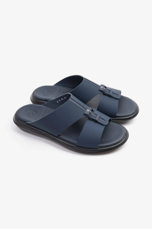 COMFORT PLUS TIMELESS ZIPPER CLOSURE MEN'S SANDALS NAVY - Seventy7