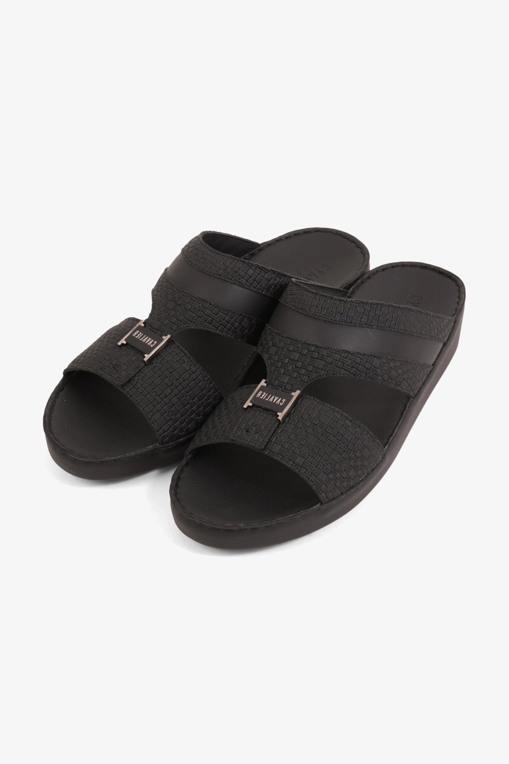 UOMO CAVALIER HANDCRAFTED COMFORT LEATHER ARABIC SANDALS BLACK - Seventy7