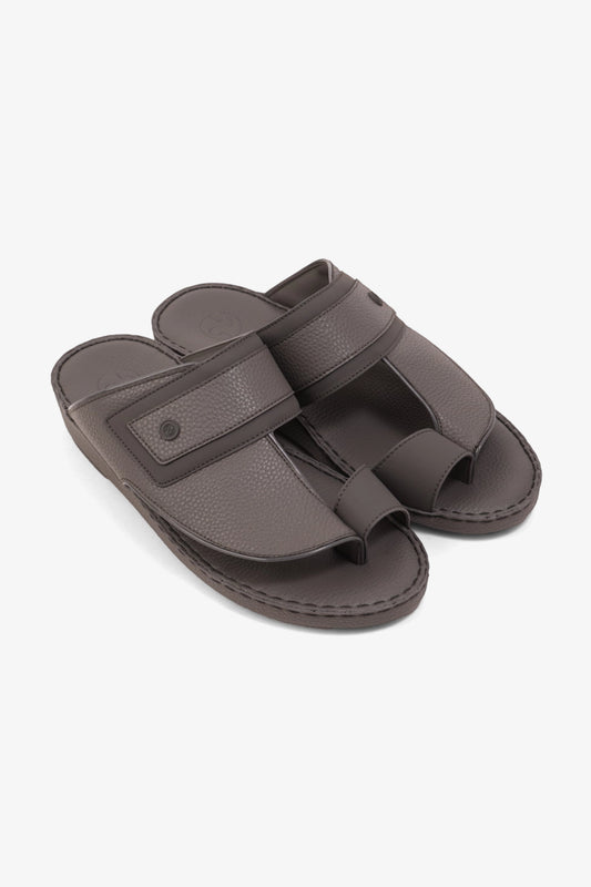 COMFORT PLUS LEATHER SANDALS WITH COMFORTABLE FOOTBED GREY - Seventy7