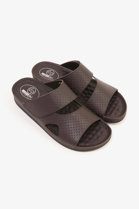 Comfort Plus Men's Al Waha Textured Slip-On Arabic Sandals Brown - Seventy7
