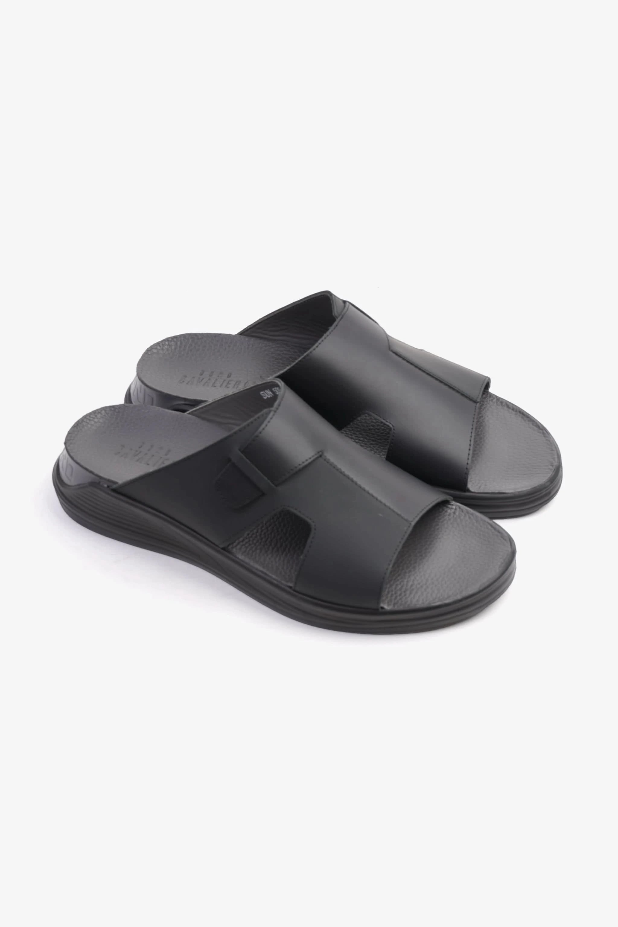 UOMO CAVALIER CLASSIC TRADITIONAL ARAB SANDALS BUCKLE STRAPS BLACK - Seventy7