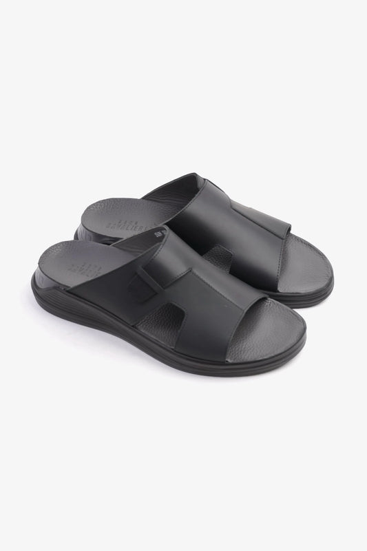 UOMO CAVALIER CLASSIC TRADITIONAL ARAB SANDALS BUCKLE STRAPS BLACK - Seventy7