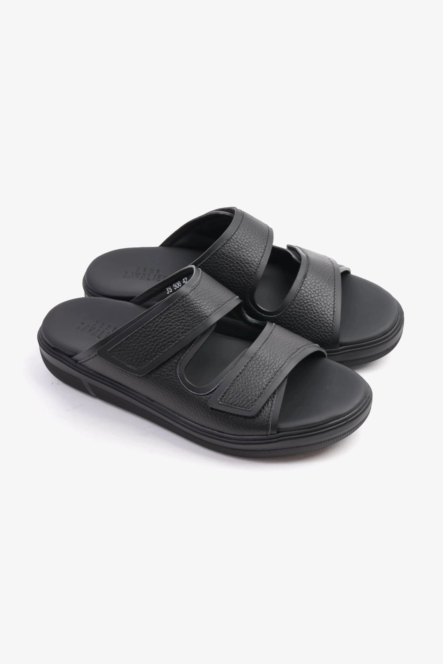 UOMO CAVALIER MENS'S DESIGNER SANDALS WITH STRAP BLACK - Seventy7