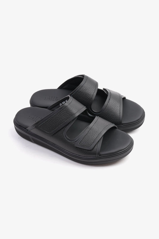 UOMO CAVALIER MENS'S DESIGNER SANDALS WITH STRAP BLACK - Seventy7