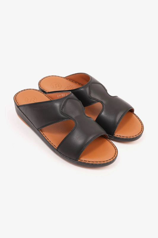 COMFORT PLUS LUXURIOUS LEATHER SANDAL FOR EVERYDAY BLACK - Seventy7
