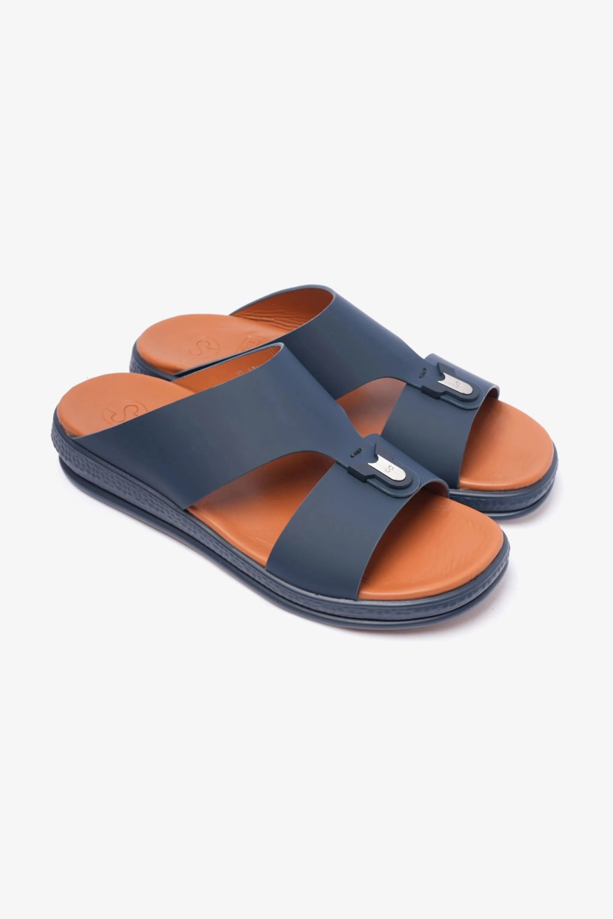 COMFORT PLUS MENS LEATHER SANDALS NAVY - Seventy7