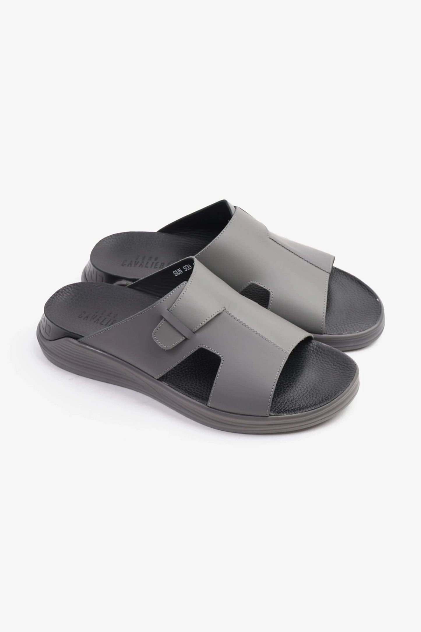 UOMO CAVALIER CLASSIC TRADITIONAL ARAB SANDALS BUCKLE STRAPS GREY - Seventy7