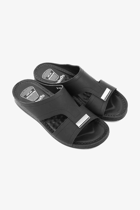 Comfort Plus Men's Ultra Massage Leather Sandals Black - Seventy7