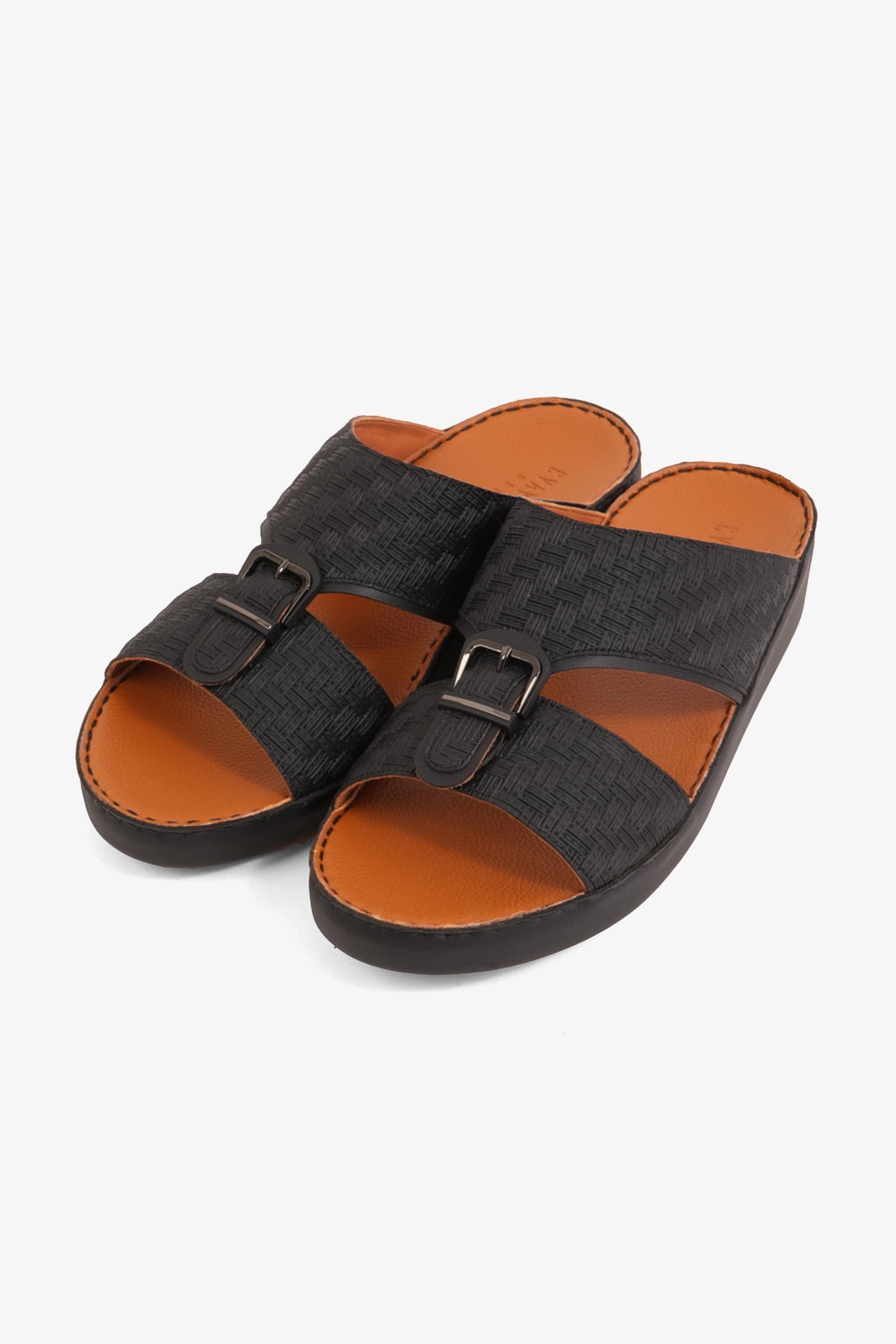 UOMO CAVALIER PREMIUM LEATHER ARABIC SANDALS BLACK - Seventy7