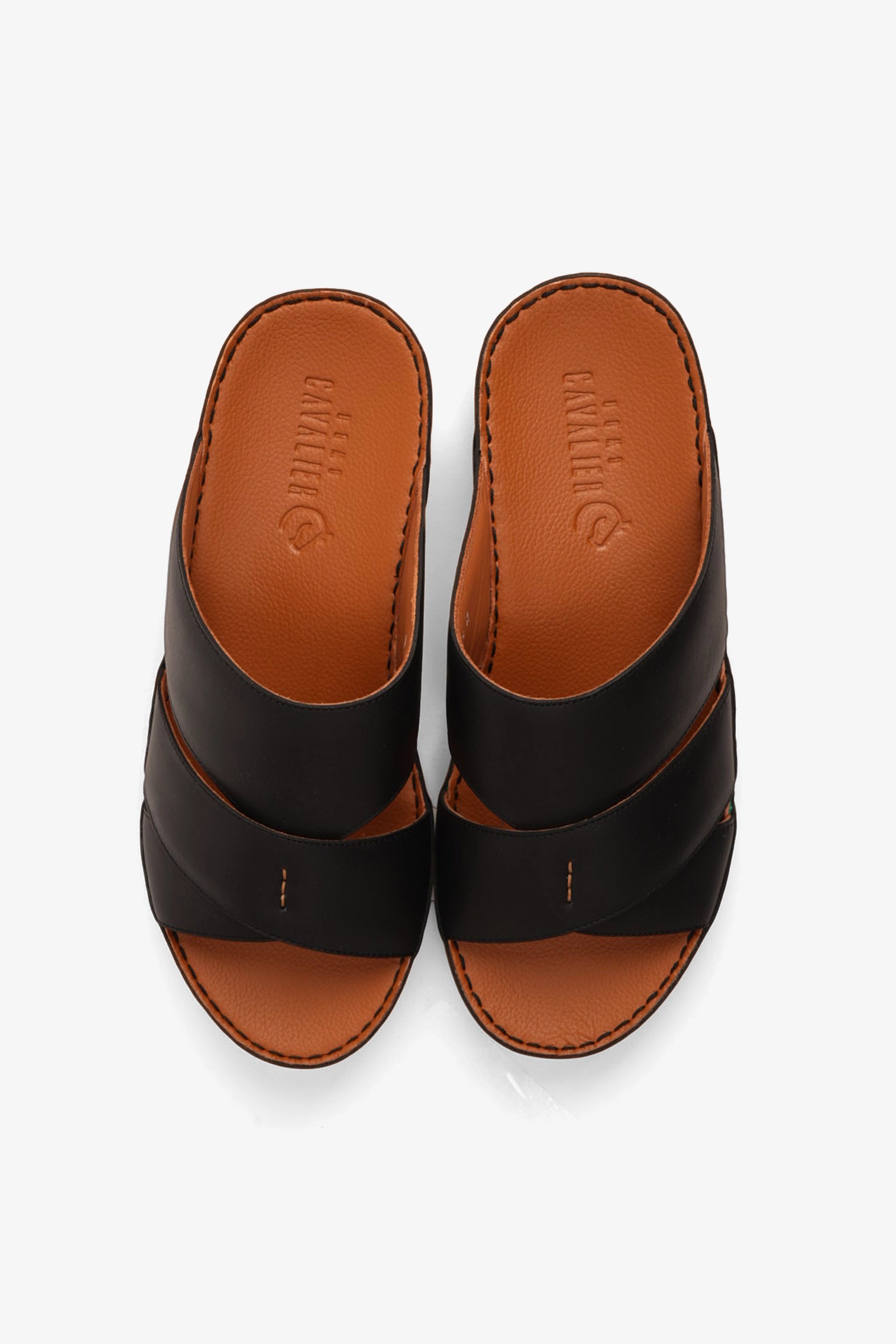 UOMO CAVALIER GENUINE LEATHER LUXURIOUSLY ARABIC SANDALS BLACK - Seventy7