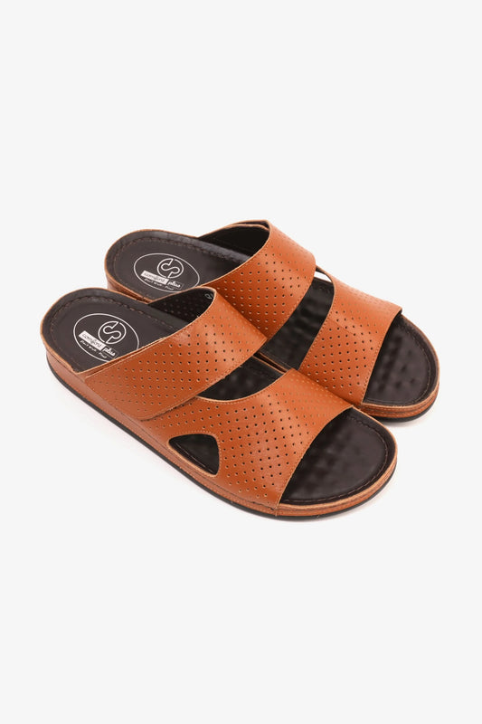 Comfort Plus Men's Al Waha Textured Slip-On Arabic Sandals Tan - Seventy7