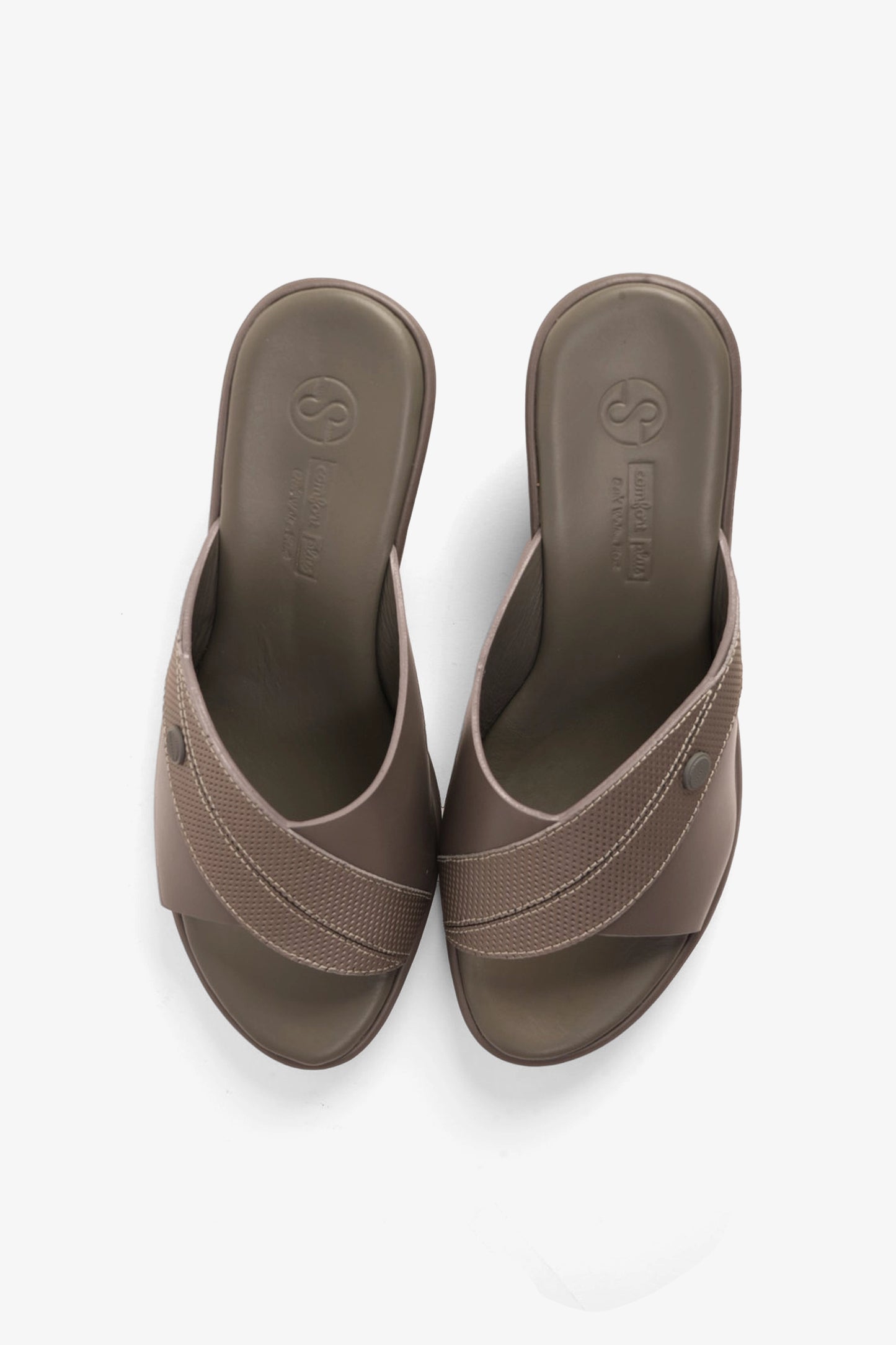 COMFORT PLUS SUPORTIVE LEATHER MULES WITH LOW HEEL GREY - Seventy7