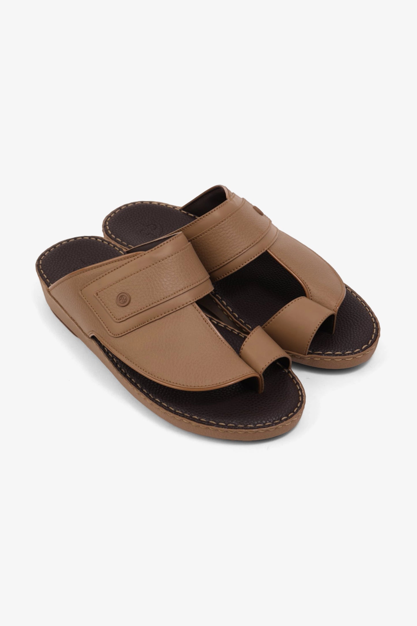 COMFORT PLUS LEATHER SANDALS WITH COMFORTABLE FOOTBED OLIVE BROWN - Seventy7