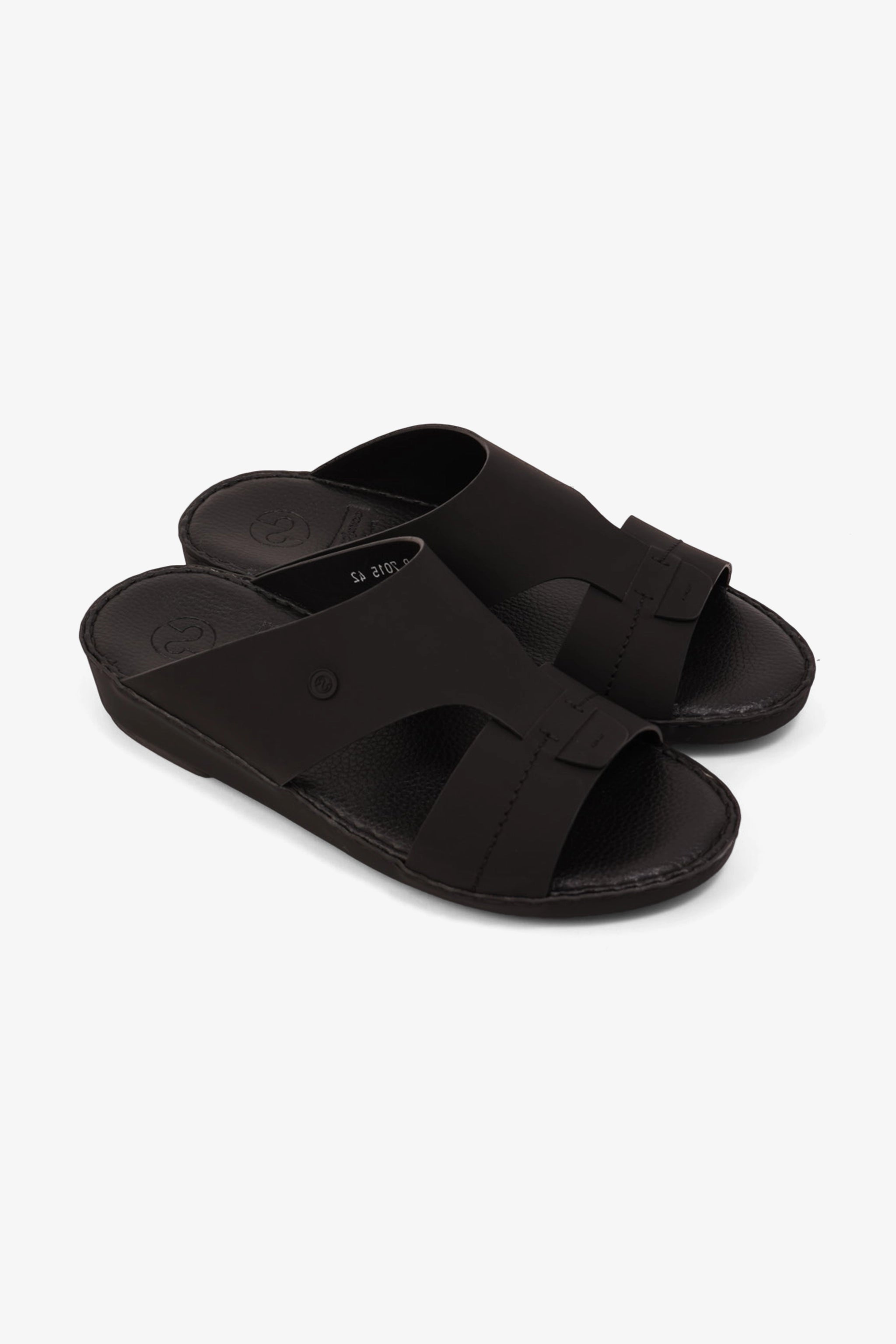 COMFORT PLUS MATTE MODERN LEATHER SANDALS BLACK - Seventy7