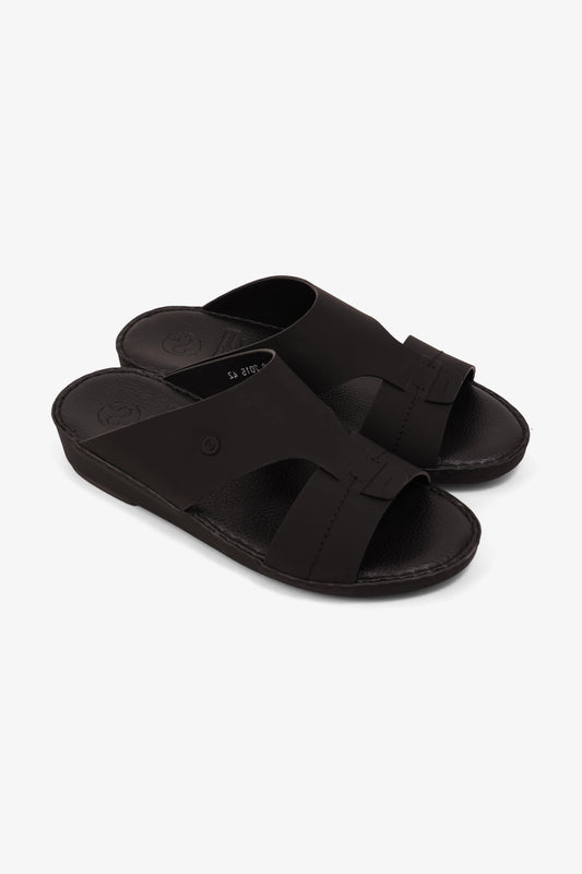 COMFORT PLUS MATTE MODERN LEATHER SANDALS BLACK - Seventy7