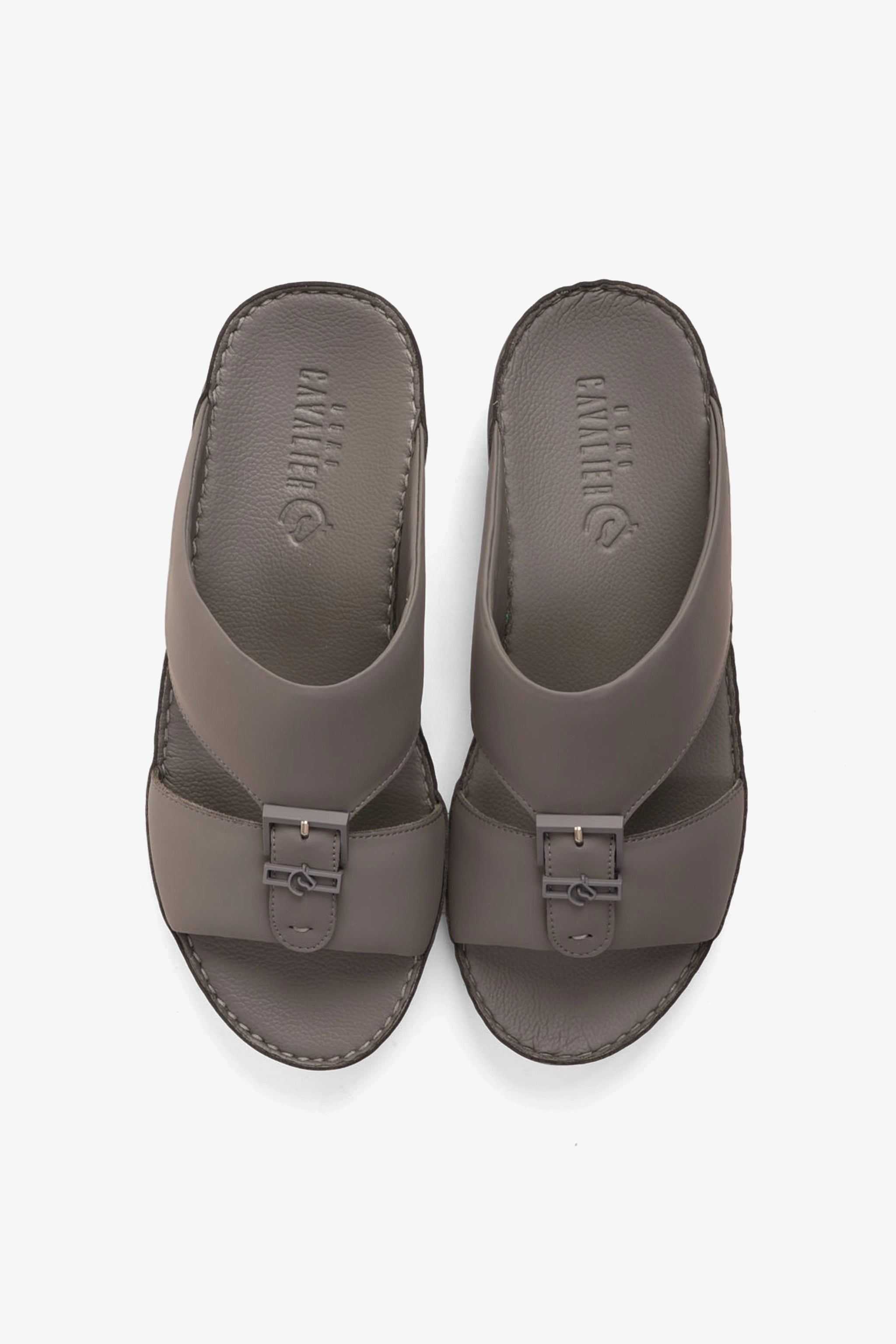 UOMO CAVALIER EMBOSSED LEATHER HANDSTITCHED ARABIC SANDALS GREY - Seventy7