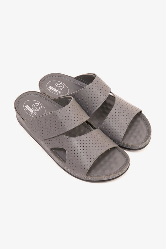 Comfort Plus Men's Al Waha Textured Slip-On Arabic Sandals Grey - Seventy7