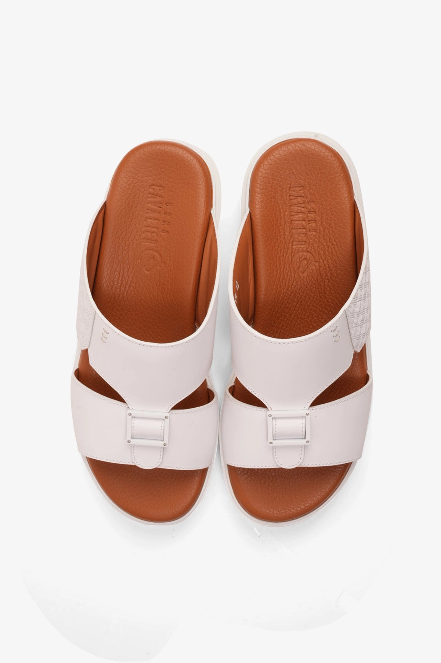 UOMO CAVALIER CLASSIC DESIGN TEXTURED SOLE MEN'S SANDALS WHITE - Seventy7