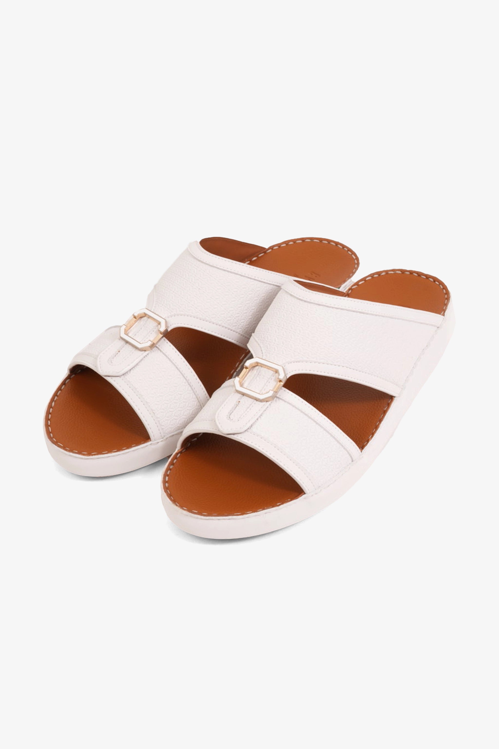 UOMO CAVALIER MEN'S PREMIUM ARABIC SANDALS WHITE - Seventy7