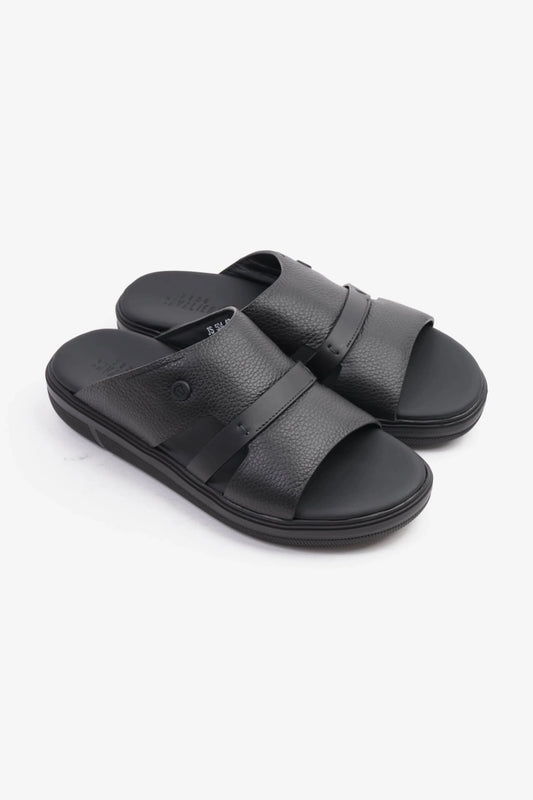 UOMO CAVALIER ARABIC SANDALS MEN'S CRAFTED GENUINE LEATHER BLACK - Seventy7